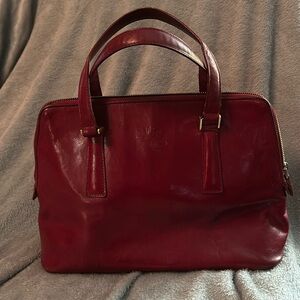 Mon Sac Monsac burgundy red oxblood leather bag vintage purse doctor speedy Alma